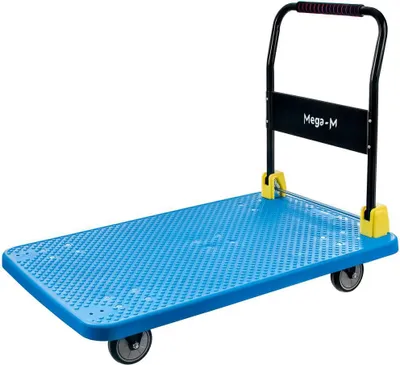Zdjęcie produktu dla Wózek transportowy platformowy składany Mega-M magazynowy towarowy 500kg 65x110 cm L niebieski