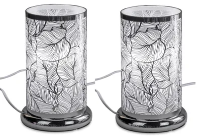 Produktbild von 2er Set Tischlampen Leuchten BLÄTTER H. 24cm D. 15cm mit Touch silber Formano