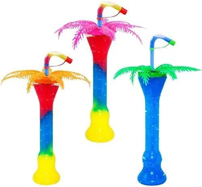 Produktbild von Slush EIS Becher mit Deckel, Trinkhalm und Palme, 330/350ml