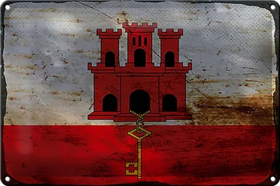 Produktbild von Blechschild Flagge Gibraltar 30x20cm Flag Gibraltar Rost
