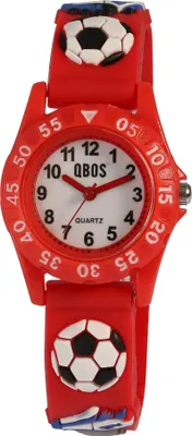 Produktbild von Qbos Kinderuhr mit Silikonband, bunt, Motiv Fußball, Ø 28 mm