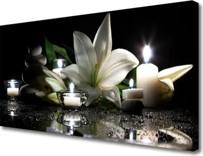 Produktbild von Tulup Leinwand-Bilder 100x50 Wandbild Canvas Kunstdruck Steine Blume Kerzen Kunst