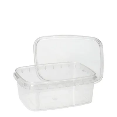 Produktbild von Feinkostbecher, PP eckig 250 ml 4 cm x 8,6 cm x 10,9 cm transparent mit Originalitätsverschluss