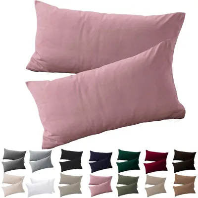 Produktbild von Kissenbezug 40x80 cm 2er Set Rosa Mikrofaser bügelfrei mit Reißverschluss