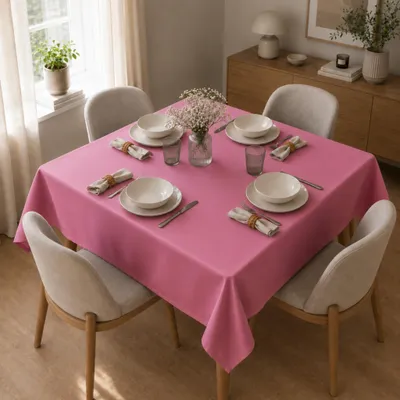 Productafbeelding van Tafelkleed van 110 x 110 cm, geschikt voor keuken en eettafel, in oudroze