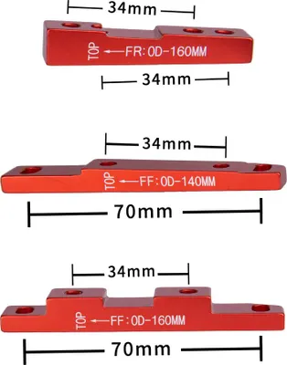 Zdjęcie produktu dla Adapter hamulca tarczowego, aluminium - stop lekki - adapter hamulca tarczowego do roweru z elementami dystansowymi i śrubami do przedniego koła