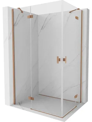 Obrázek produktu pro Mexen Mist-H Duo sprchový kout s levými výklopnými dveřmi 80 x 75 cm, transparentní, kartáčovaná měď