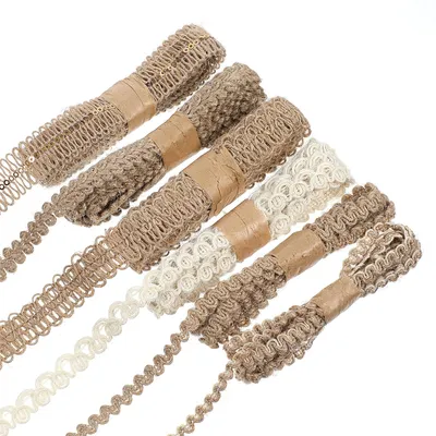 6 Rollen Jute-Spitzenband, 2 m, Natur-Jute, für Basteln & Deko