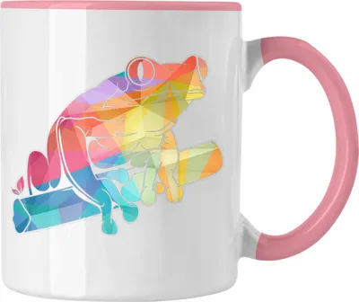 Produktbild von Trendation - Frosch Tasse Geschenk Polygon Grafik Frösche Grafik (Rosa)