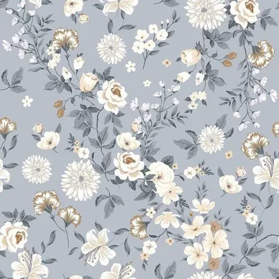 Zdjęcie produktu dla Tapeta ścienna w kwiaty, niebieska, styl vintage, 44 x 300 cm, samoprzylepna, motyw liści, fioletowa, dekoracja do sypialni