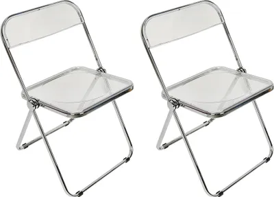Produktbild von 2er Acryl Klappstuhl Campingstuhl Stuhl mit Rückenlehne für Garten, Terrasse und Balkon Weiß
