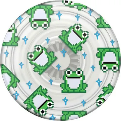 Produktbild von PopSockets PlantCore Grip 8-Bit-Frösche, Griffigkeit, Grün, Durchscheinend, Weiß, Tiermuster, Jede Marke, 1 Stück(e), 38,8 mm