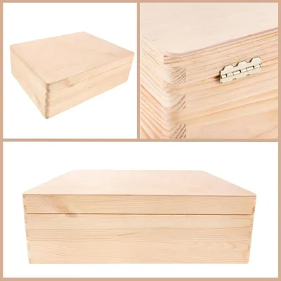 Immagine prodotto di Creative Deco XL Grande  Scatola in Legno 40x30x14cm | con Coperchio | Contenitore Portaoggetti per Decorare Cassetta Attrezzi Portagiochi