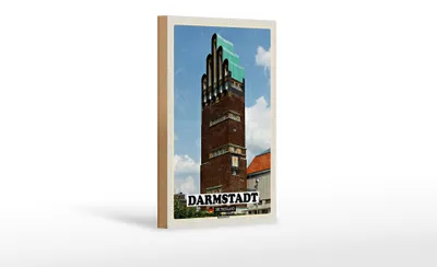 Produktbild von Holzschild Städte Darmstadt Hochzeitsturm Architektur 12x18 cm