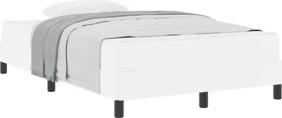 Image de Cadre de lit avec matelas Blanc pur 120 x 200 cm tissu