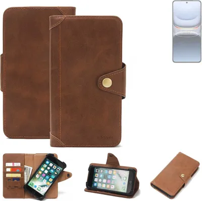 Produktbild von K-S-Trade Handyhülle kompatibel mit Vivo iQOO 13 Schutz Hülle Walletcase Bookstyle Tasche Case Handytasche Wallet Flipcase Cover PolyurethanBraun (1x)