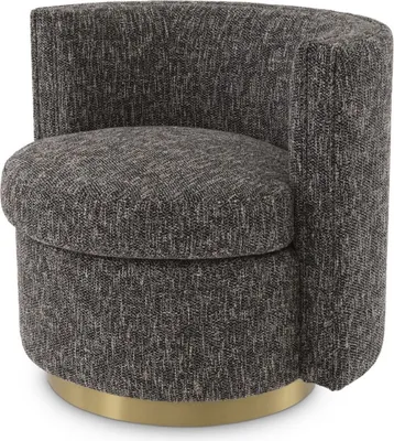 Produktbild von Casa Padrino Luxus Drehsessel Schwarz / Matt Gold 80 x 73 x H. 71,5 cm - Gepolsteter Wohnzimmer Sessel - Luxus Möbel