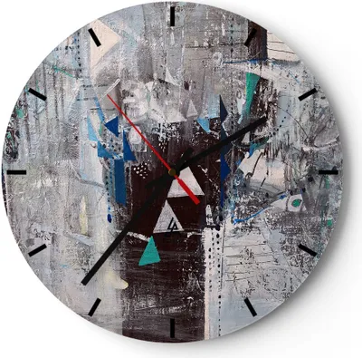 Produktbild von Wanduhr - Rund - Glasuhr - Abstraktion modern - 40x40cm - Schleichendes Uhrwerk - Lautlos - zum Aufhängen bereit - Dekoration Modern - Wanddekoration aus Glas - C3AR40x40-4006