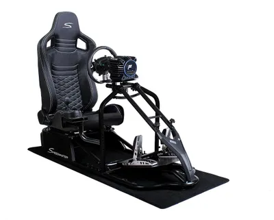 Produktbild von SIM Racing Cockpit Seat Pro Sim Rig SCHWARZ | Gaming Simulator Cockpit | Rennsimulator Lenkradständer Carbonfaser Optik Schwarz