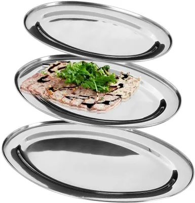 Produktbild von Ovales Serviertablett aus Edelstahl im 3er Set