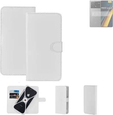Produktbild von K-S-Trade Handy Hülle Schutz Hülle kompatibel mit Xiaomi POCO X6 Pro 5G Cover Case Bookstyle Bumper weiß 1x