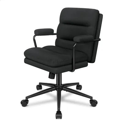Produktbild von ALFORDSON Ergonomischer Computerstuhl mit Lendenstütze Höhenverstellbarer Roll-Schwenk-Exekutiv-Armlehnenstuhl Bequemer Schminkstuhl, Chenille,Schwarz