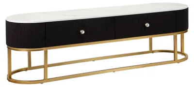 Obrázok produktu pre FURNLUX TV stolík Montpellier Black 150 cm / Hlavná farba: čierna / Rozmery: 150 x 45 x 42 cm