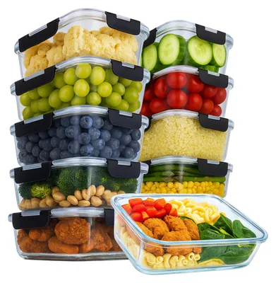 Produktbild von Aviro Frischhaltebehälter Glas – 10 Stück – Meal Prep Behälter – Gefrierschrank-, Mikrowellen- und o