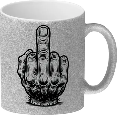 Produktbild von Mittelfinger Comic Glitzer-Kaffeebecher