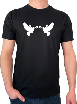 Produktbild von Huuraa Herren T-Shirt Friedenstauben 3XL Black Bio Baumwolle Fairtrade Herrenshirt Geschenkidee