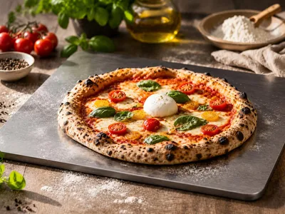 Produktbild von Werk24 Backstahl 8mm 38x33cm für Pizza und Brot Pizzastahl Massiv und Backstahl, KI-generiertes Bild