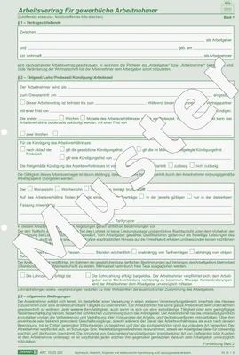 Produktbild von Arbeitsvertrag gewerblich A4 2x2 Blatt selbstdurchschreibend Packung mit 10 Stück