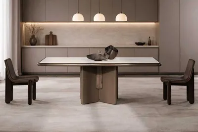 Produktbild von Modernes Esszimmer Set Holz Esstisch Designer Textilstühle 5tlg