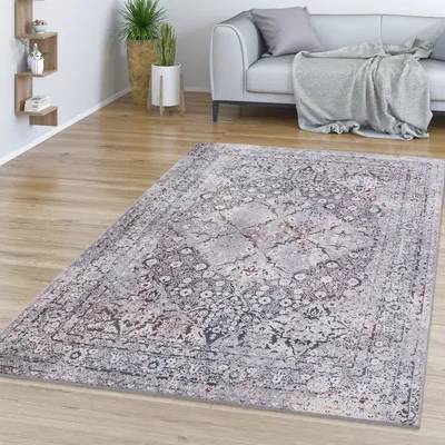 Produktbild von TT Home Wohnzimmer Teppich Kurzflor Used Look Mit Umrandung Marokkanisches Design Größe 80x150 cm