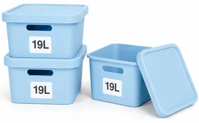 Produktbild von Plastard Aufbewahrungsbox mit Deckel 3er-Set 19 Liter in Blau