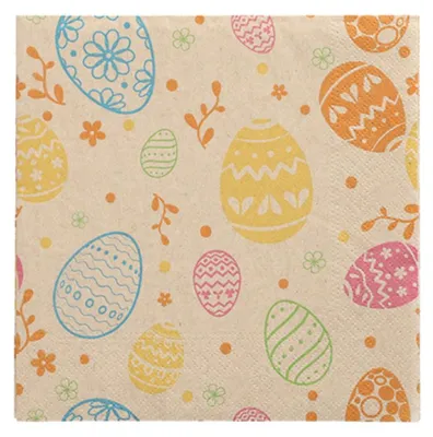 Produktbild von 20 Servietten, 3-lagig 1/4-Falz 33 cm x 33 cm natur "Eggs" aus recyceltem Papier