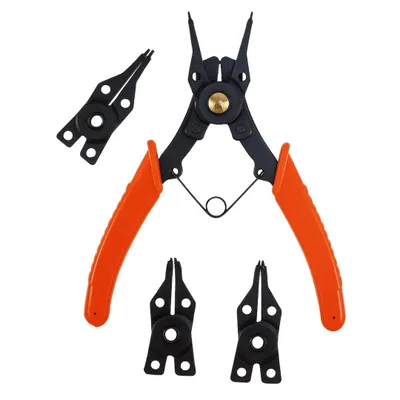 Produktbild von Sprengringzangen Set 3-50 mm 5-tlg Schwarz Rot Sicherungsringzangen Montagezange Seegeringzange Innen Außenringe Werkzeugstahl