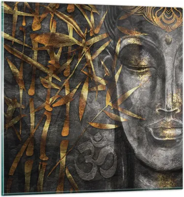 Produktbild von Bilder auf glas - Einteilig - Buddha Gold Bodhisattva - 30x30cm - Glasbilder - Wandbilder - Bilder - zum Aufhängen bereit - Wanddekoration aus Glas - Glas Bilder - Wandbild auf Glas - GAC30x30-4442