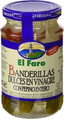 Obrázek produktu pro El Faro Banderillas Dulces Mírné zeleninové špízy ve vinném octě 350g