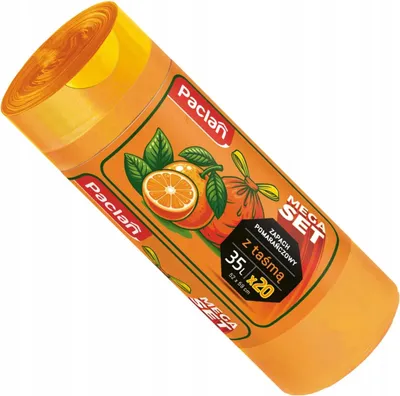 Zdjęcie produktu dla Worki na śmieci zapachowe z taśmą pomarańczowe 35l 20szt