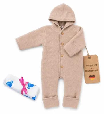 Produktbild von Engel Baby-Overall mit Kapuze, Holzknöpfen und Umschlag TOP