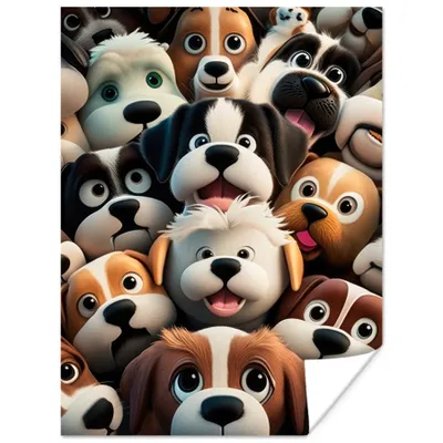Produktbild von MuchoWow® Poster Hund - Tiere - Muster - Braun - Mädchen - Jungen 120x160 cm - Wandbilder