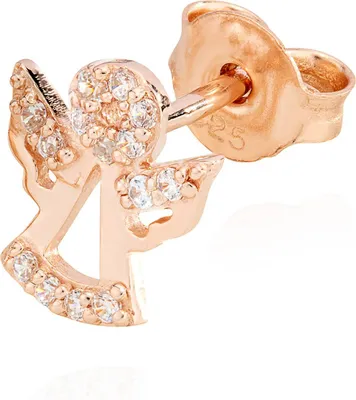 Produktbild von Einzelohrstecker Schutzengel 925 Silber Rosegold Vergoldet 8,5mm Zirkon Ohrringe