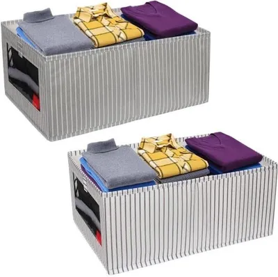 Immagine prodotto di FYY Organizzatori per cassetti a righe trasparenti ed eleganti in confezione da 2 pezzi Bianco Grigio