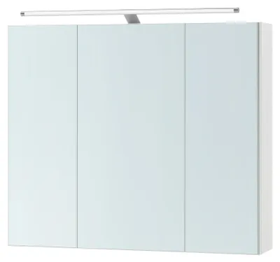 Produktbild von VASAGLE Spiegelschrank, Hängeschrank mit verstellbaren Ablagen, Beleuchtung, 3 Türen, modern, 15 x 70 x 60 cm, weiß