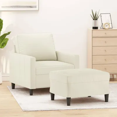 Image de Maison Exclusive - Fauteuil avec repose-pieds, couleur crème, 60 cm, velours