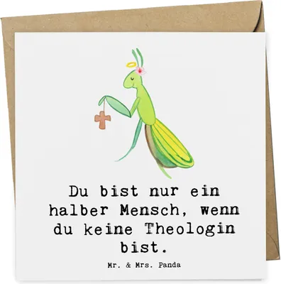 Produktbild von Mr. & Mrs. Panda Klappkarte Theologin Herz - Weiß - Geschenk, faltkarte, Grußkarte, doppelkarte, Glückwunschkarte, anlasskarte