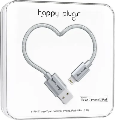 Produktbild von Happy Plugs Lightning auf USB-Ladekabel - Space Grau