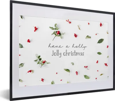 Produktbild von MuchoWow® Gerahmtes Poster Winter - Zitat - Weihnachten - Mistelzweig 40x30 cm - Poster mit Schwarzem Bilderrahmen Wandposter Rahmen Foto Bilder - Bilderrahmen - Poster im Rahmen
