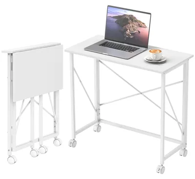 Produktbild von HOMCOM Schreibtisch Computertisch mit Rollen Faltbar Bürotisch mit Stahlgestell
